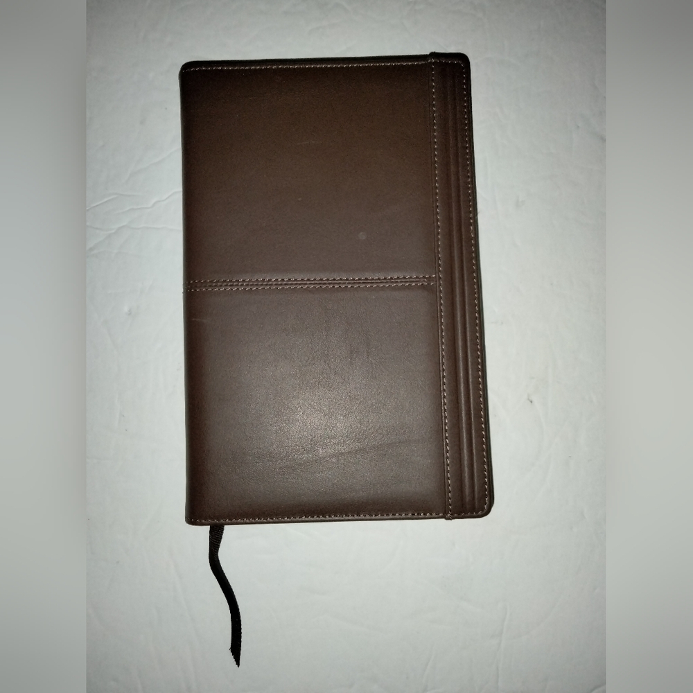 Dark Brown Genuine Leather Notebook/Journal w Line Pages & Interior Slip Pockets